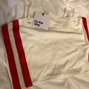White crop top with red stripes